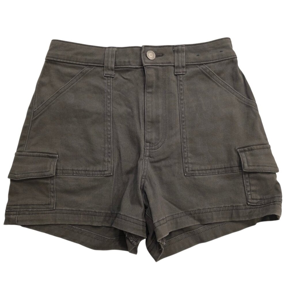 Hollister Ultra High-Rise Mom Shorts 3” Cargo Pockets Gray Stretch 0/00 W24 NEW